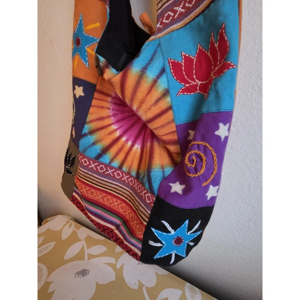 Gypsy Rose Slingback Purse Hippie Hobo Bag Tie Dye 70s Retro